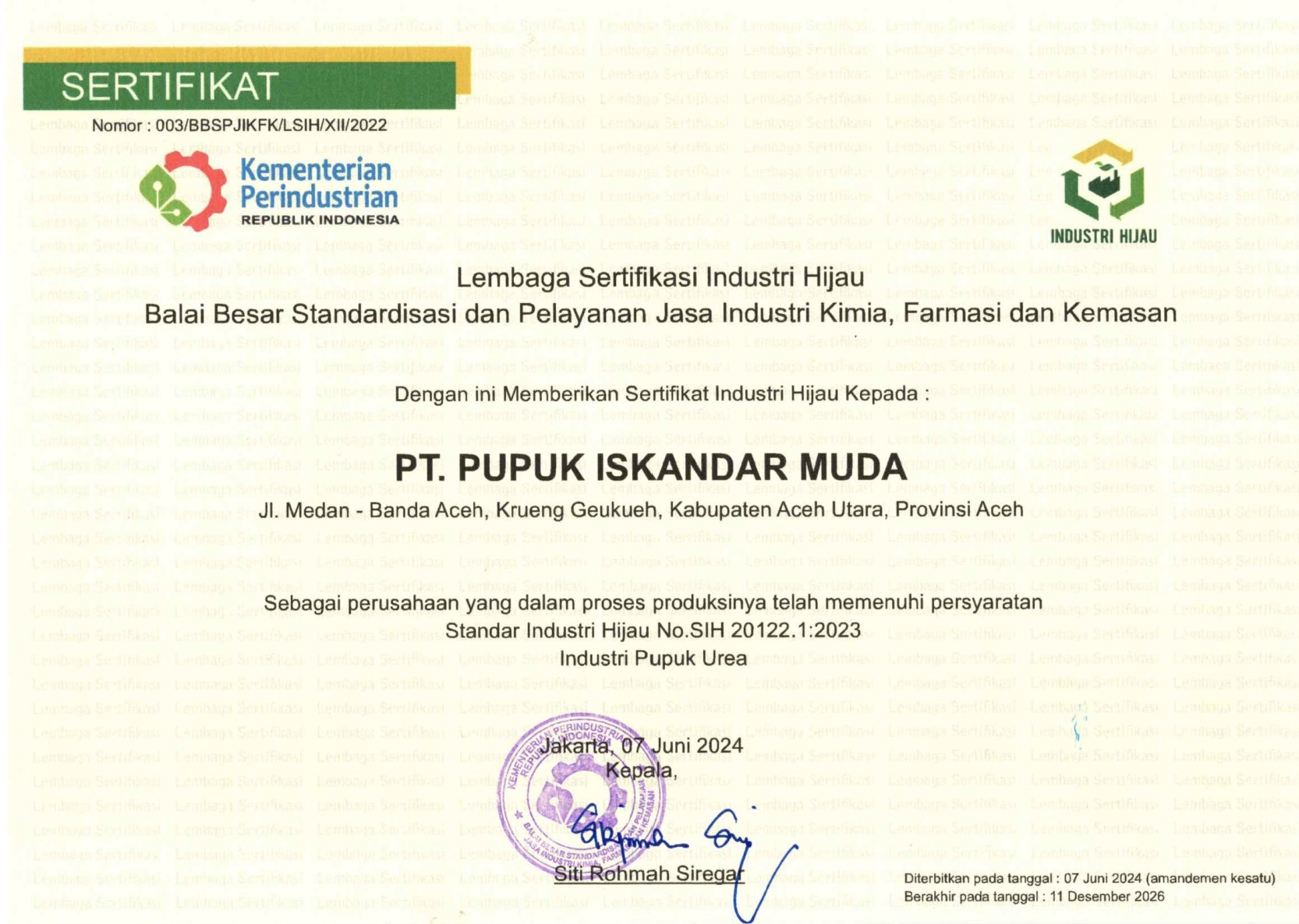 Sertifikat Surveillance Kedua