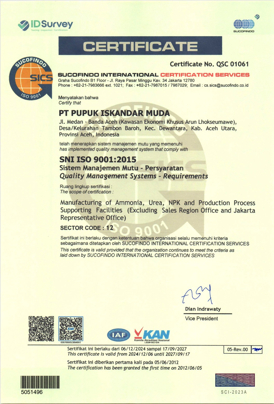 sertifikat sistem manajemen mutu